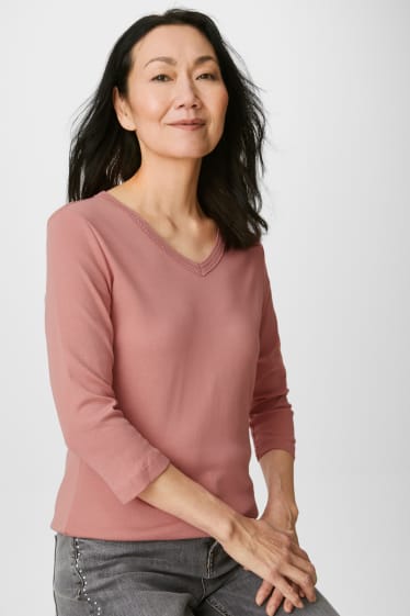 Damen - Langarmshirt - roségold