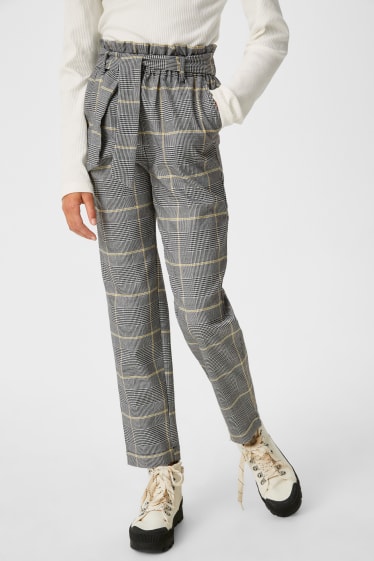 Enfants - Pantalon - à carreaux - noir / or