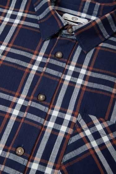 Heren - Overhemd - Regular Fit - Kent - geruit - donkerblauw