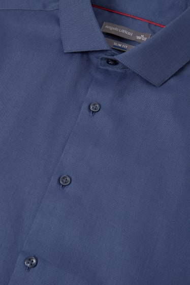 Heren - Business-overhemd - Slim Fit - cutaway - donkerblauw