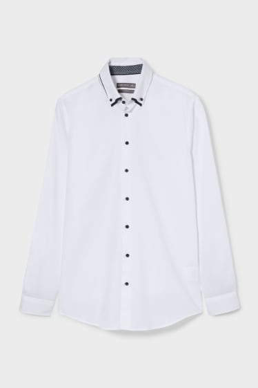 Hombre - Camisa de oficina - Slim Fit - Button down - blanco nieve