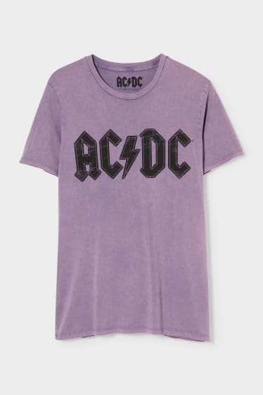 Heren - CLOCKHOUSE - T-shirt - AC/DC - lichtpaars