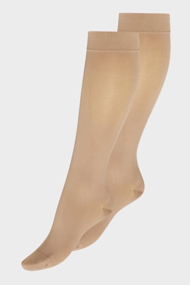 Damen - Multipack 2er - Feinkniestrümpfe - 60 DEN - pearl