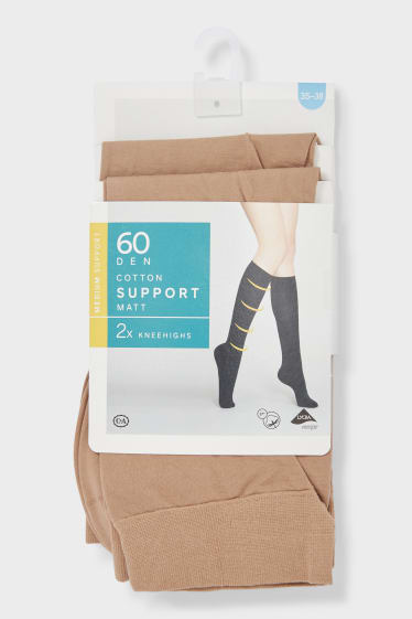Damen - Multipack 2er - Feinkniestrümpfe - 60 DEN - pearl
