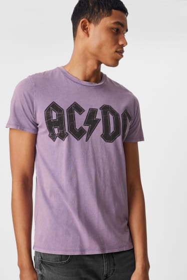 Heren - CLOCKHOUSE - T-shirt - AC/DC - lichtpaars