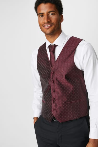 Men - Set - waistcoat and tie - regular fit - dark red
