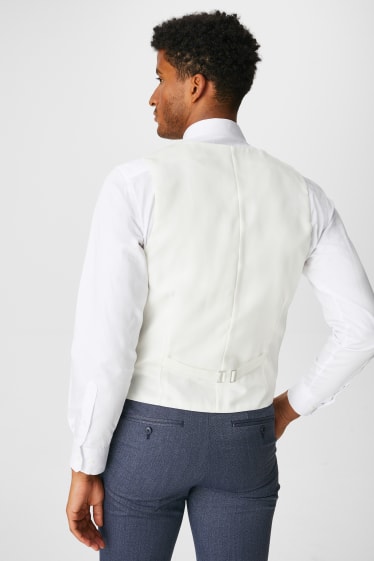 Men - Set - waistcoat with bow tie - regular fit - white / white