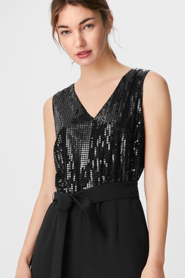 Women - Jumpsuit - shiny - black