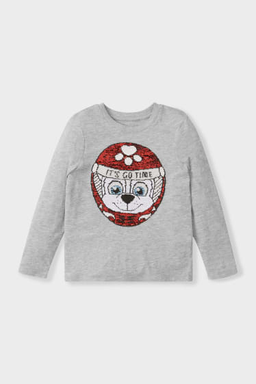 Bambini - Paw Patrol - maglia a maniche lunghe - effetto brillante - grigio melange