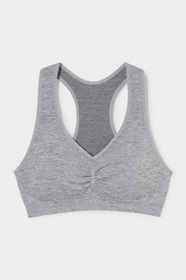 Women - Crop top - padded - seamless - light gray-melange