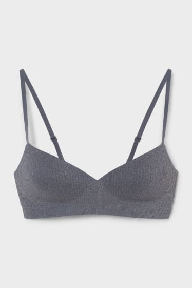 Women - Non-wired bra - padded - seamless - dark gray / light gray