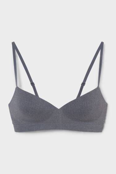 Donna - Reggiseno senza ferretti - imbottito - senza cuciture - grigio scuro / grigio chiaro