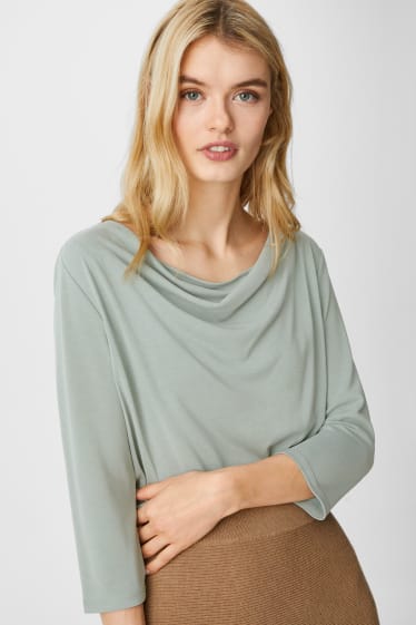 Damen - Basic-Langarmshirt - mintgrün