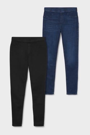 Donna - Confezione da 2 - jegging jeans - effetto push-up - jeans blu