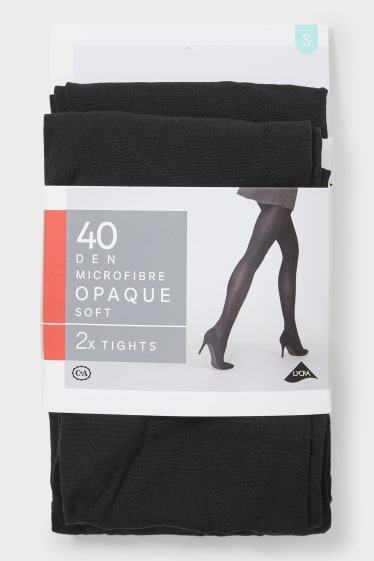 Damen - Multipack 2er - Feinstrumpfhose - 40 DEN - schwarz