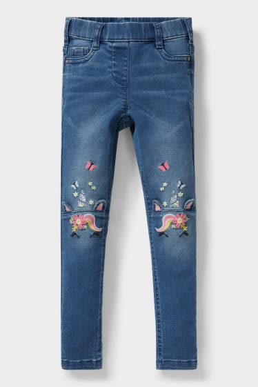 Dětské - Jednorožec - super skinny jeans - džíny - modré