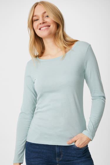 Damen - Basic-Langarmshirt - hellblau