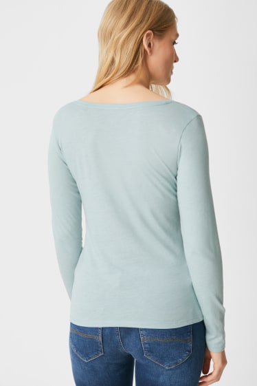 Women - Basic long sleeve T-shirt - light blue