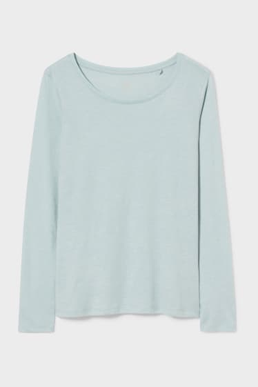 Women - Basic long sleeve T-shirt - light blue