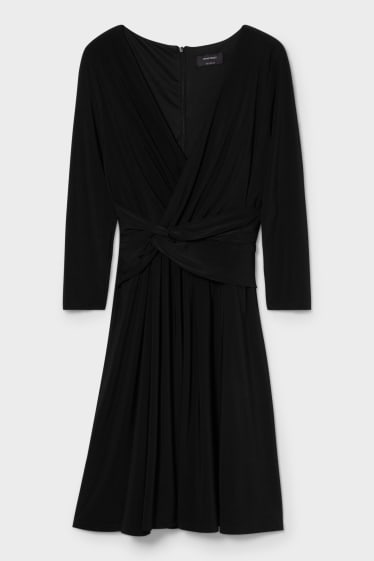 Dámské - Zavinovací šaty s detailem uzlu - slavnostní - černá