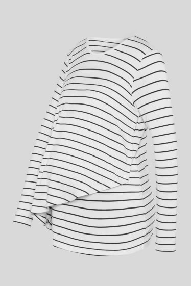 Donna - Maglia a maniche lunghe per allattamento - a righe - bianco / blu