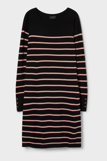 Women - Sheath dress - striped - black / rose
