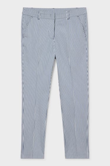 Femmes - Pantalon - à rayures - blanc / bleu