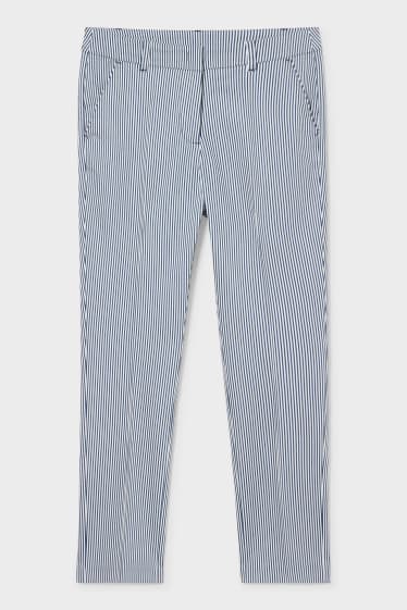 Damen - Hose - gestreift - weiss / blau