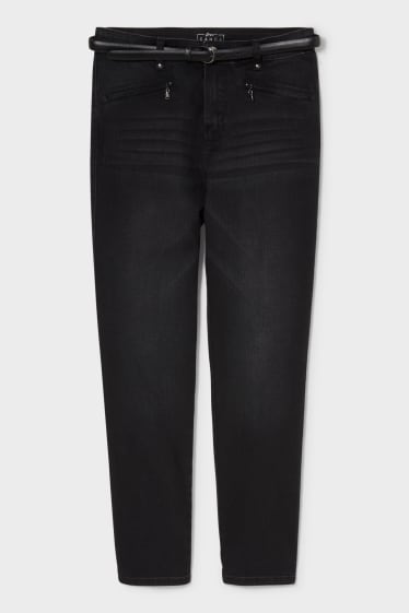 Women - Straight jeans classic fit with belt - black