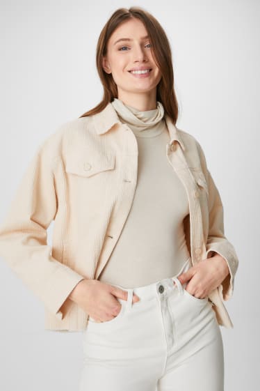 Damen - Cordjacke - cremeweiß