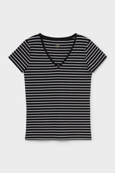 Femmes - T-shirt basique - rayé - noir / blanc