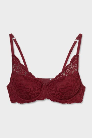 Women - Underwire bra - DEMI - padded - red