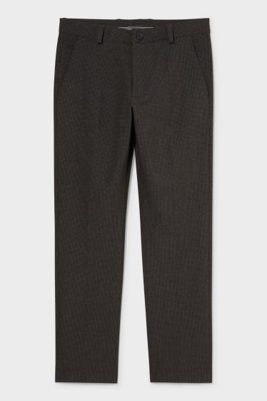 Men - Business trousers - regular fit - check - dark gray