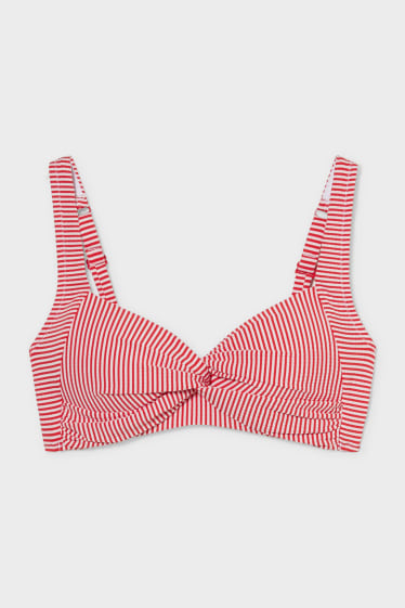 Damen - Bikini-Top - wattiert - gestreift - weiß / rot