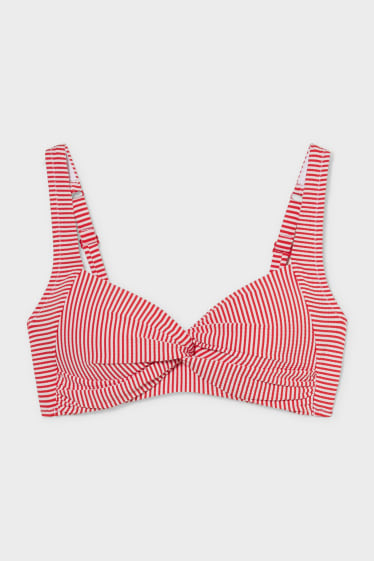 Dames - Bikinitop - gewatteerd - gestreept - wit / rood