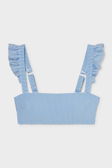 Women - Bikini top - striped - blue / white