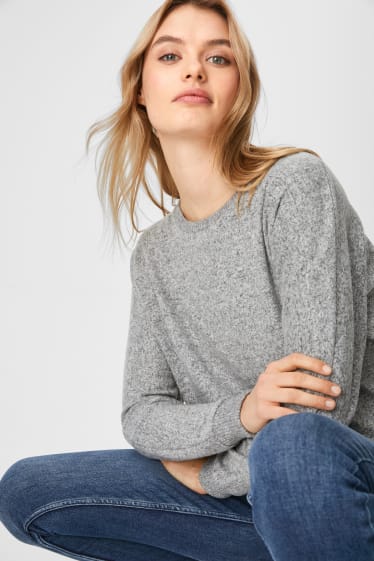 Damen - Pullover - hellgrau-melange