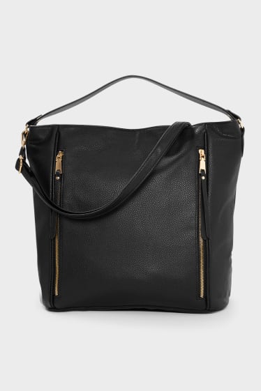 Women - Shoulder bag - faux leather - black