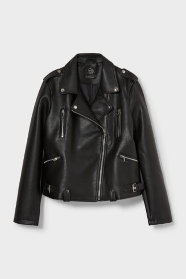 Teens & young adults - CLOCKHOUSE - biker jacket - lined - faux leather - black