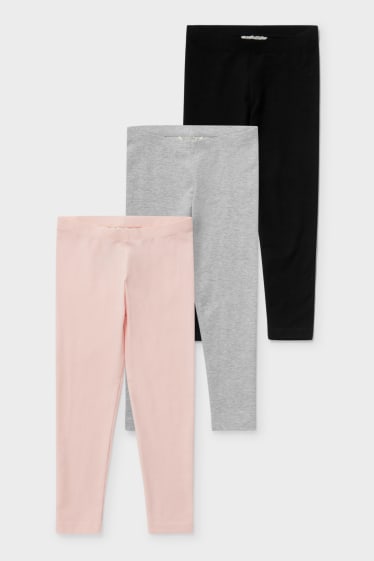 Kinderen - Set van 3 - legging - licht grijs-mix