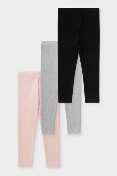 Enfants - Lot de 3 - leggings - gris clair chiné