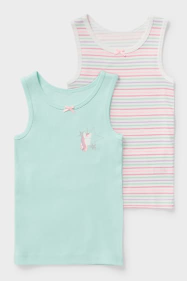 Kinderen - Set van 2 - singlet - mintgroen