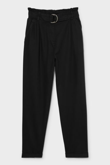 Kobiety - CLOCKHOUSE - spodnie o kroju paperbag - czarny