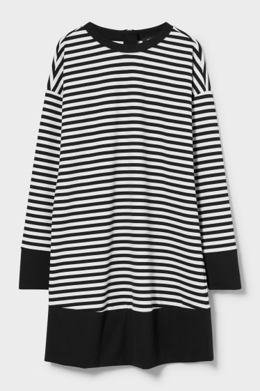 Women - Shift dress - striped - white / black