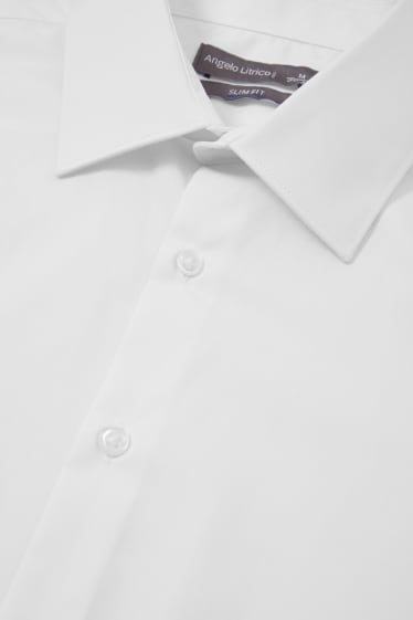 Mężczyźni - Koszula biznesowa - Slim Fit - kołnierzyk kent - biały