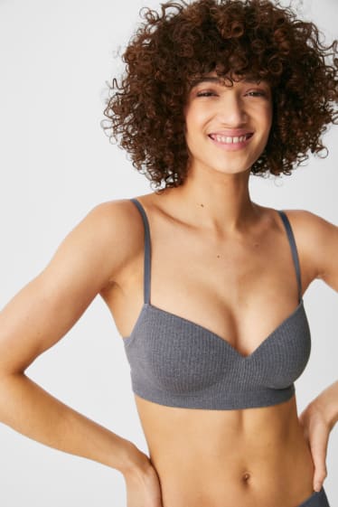 Donna - Reggiseno senza ferretti - imbottito - senza cuciture - grigio scuro / grigio chiaro