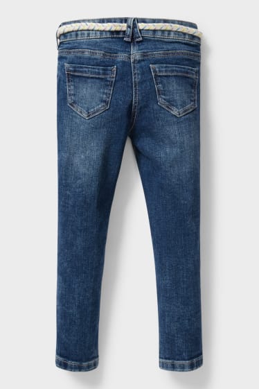 Dětské - Skinny jeans s páskem - džíny - modré