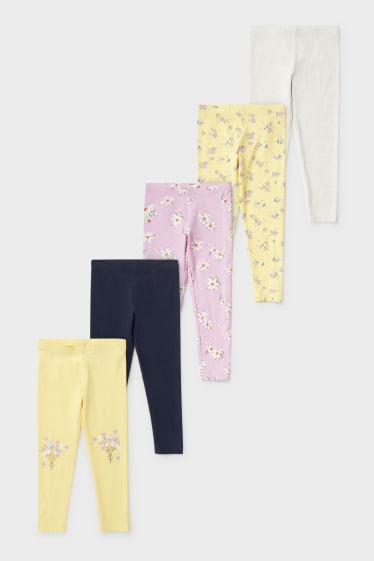 Enfants - Lot de 5 - leggings - jaune