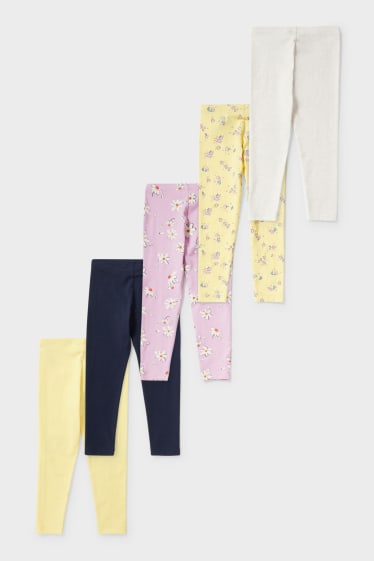 Enfants - Lot de 5 - leggings - jaune