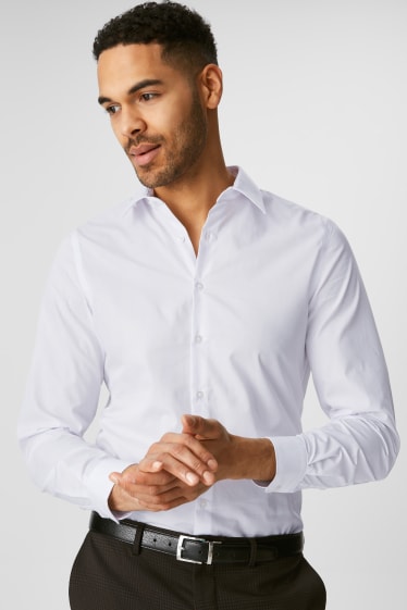 Pánské - Business košile - Slim Fit - Kent - bílá